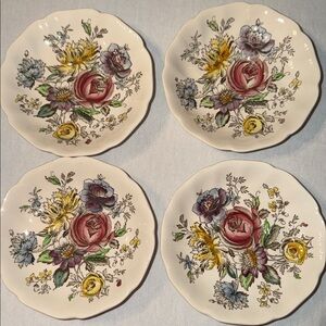 Johnson Brothers Sheraton, Floral Patterned Ceramic, Set of four saucers